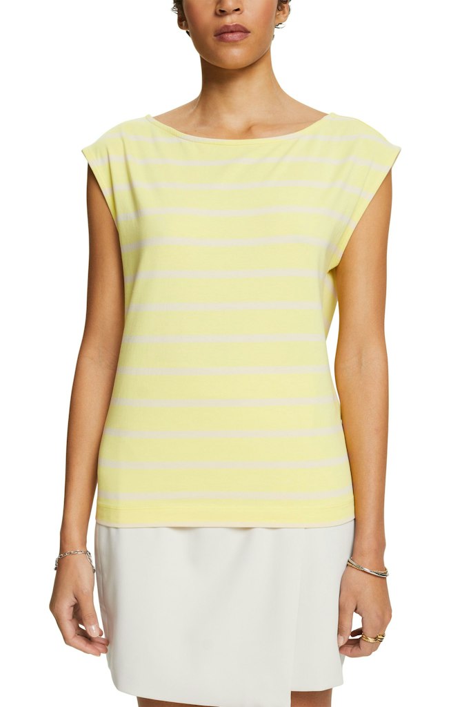 Esprit Damen T-Shirt Ärmelloses T-Shirt im Streifenlook pastel 