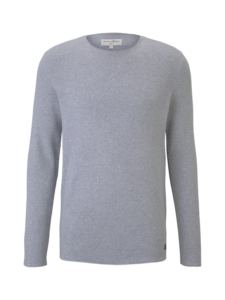 Tom Tailor Denim Herren Pullover 1016090 Lava Stone Grey Melange - crewneck