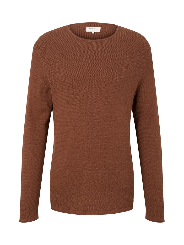 Tom Tailor Denim Herren Pullover 1016090 Light Wood Brown - crewneck
