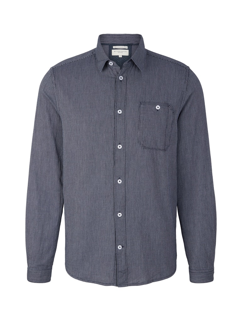 Tom Tailor Herren Hemd 1032342 Navy White Structure - shirt