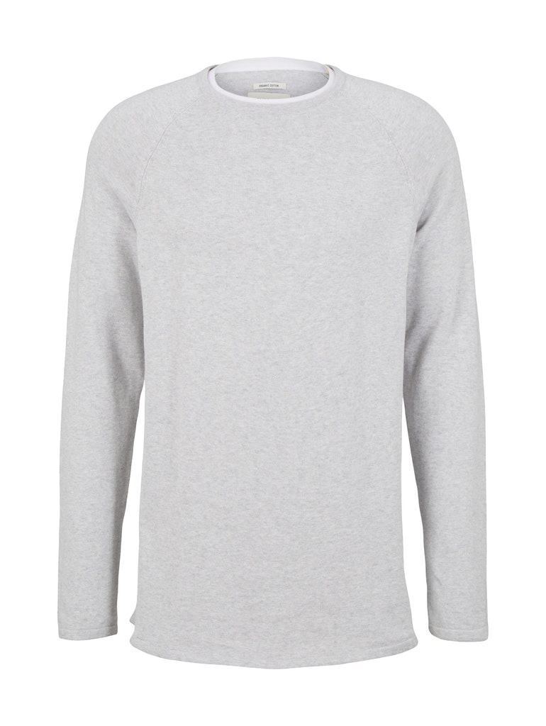 Tom Tailor Denim Herren Pullover 1033335 Light Stone Grey Melange - basic