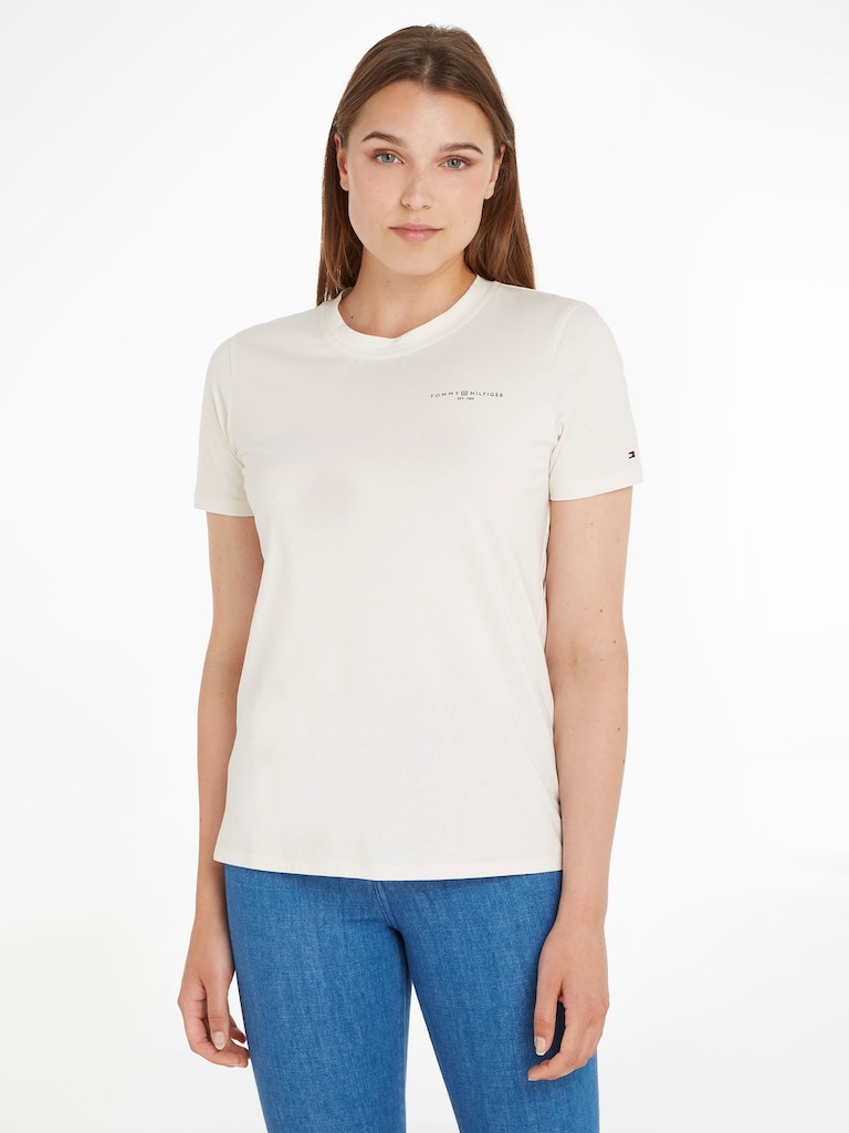 Tommy Hilfiger Damen T-Shirt 1985 REG MINI CORP LOGO C-NK SS 