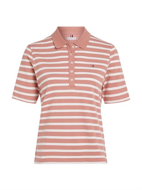 1985 REG PIQUE STRIPE POLO SS breton stp- teaberry- ecru