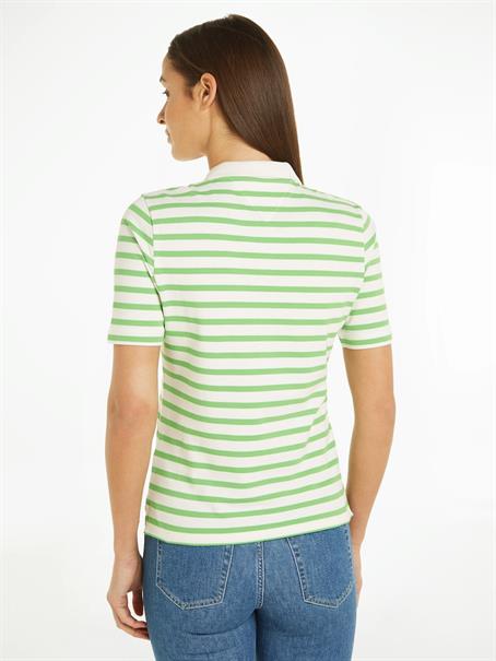 1985 REG PIQUE STRIPE POLO SS breton stp w white- spring lime