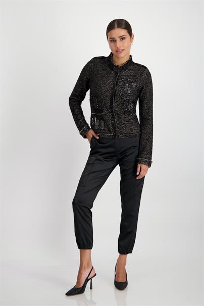 2-farbige Strickjacke mit Patches toffee