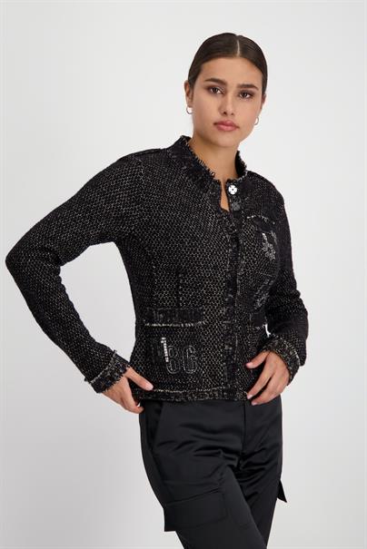 2-farbige Strickjacke mit Patches toffee