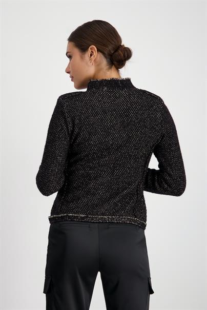 2-farbige Strickjacke mit Patches toffee