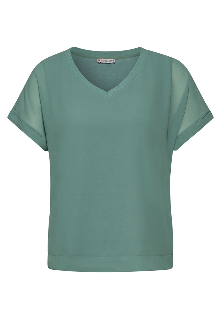 STREET ONE Kurzarmshirt - Shirt - T-Shirt - Materialmix-T-Shirt günstig online kaufen