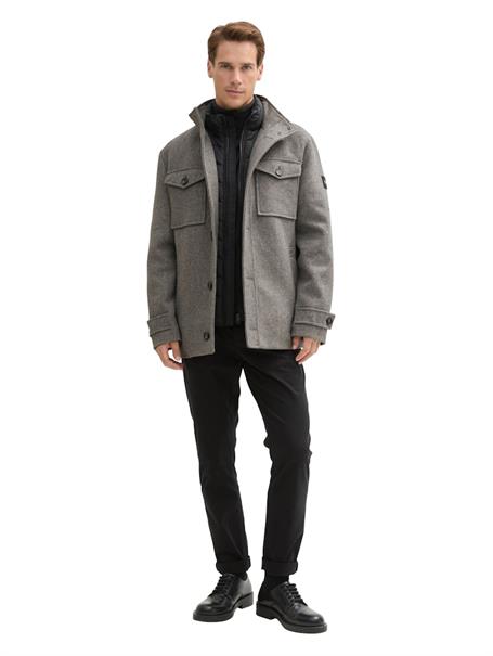 2-in-1 Jacke mit Wolle steel grey wool twill