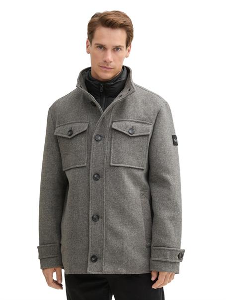2-in-1 Jacke mit Wolle steel grey wool twill