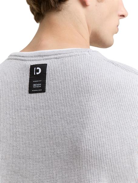 2-in-1 Strickpullover aus Baumwolle light stone grey melange