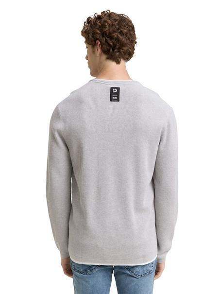 2-in-1 Strickpullover aus Baumwolle light stone grey melange