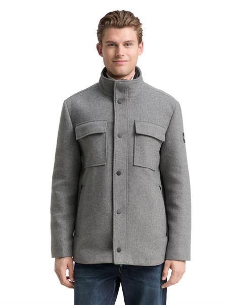 2-in-1 Wolljacke mit abnehmbarer Innenjacke light stone grey wool twill