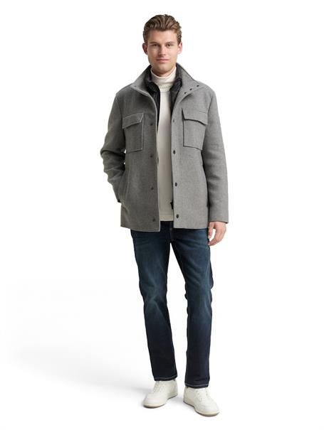 2-in-1 Wolljacke mit abnehmbarer Innenjacke light stone grey wool twill