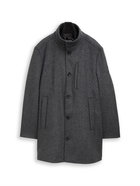 2-in-1 Wollmantel mit abnehmbarer Innenjacke dark grey black herringbone