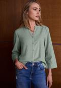 3/4-Arm Bluse aus Cord mit Split Neck eucalyptus green