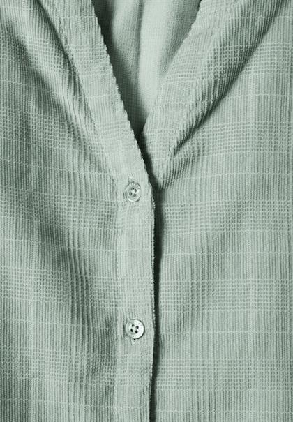 3/4-Arm Bluse aus Cord mit Split Neck eucalyptus green