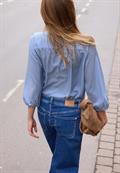 3/4-Arm Bluse in Seersuckerqualität original blue
