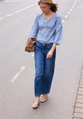 3/4-Arm Bluse in Seersuckerqualität original blue