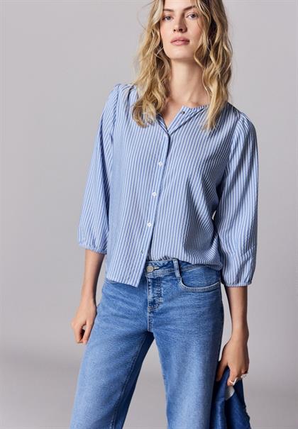 3/4-Arm Bluse in Seersuckerqualität original blue