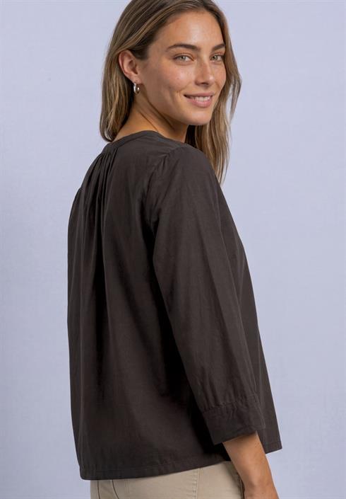 3-4-arm-bluse-mit-split-neck-black-coffee