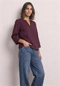 3/4-Arm Bluse mit Split Neck rustic rouge