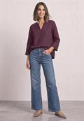 3/4-Arm Bluse mit Split Neck rustic rouge