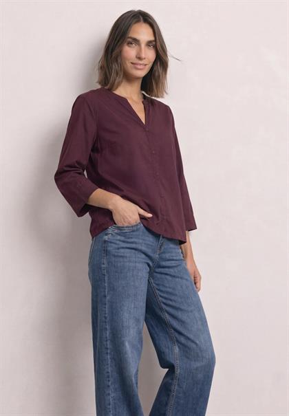3/4-Arm Bluse mit Split Neck rustic rouge