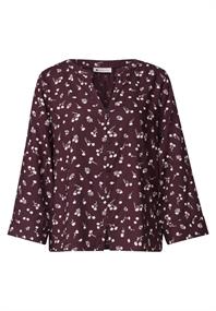 3/4-Arm Bluse mit Split Neck und Print rustic rouge