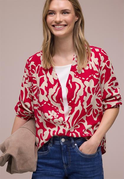 3/4-Arm Bluse mit Tapedetails salsa red