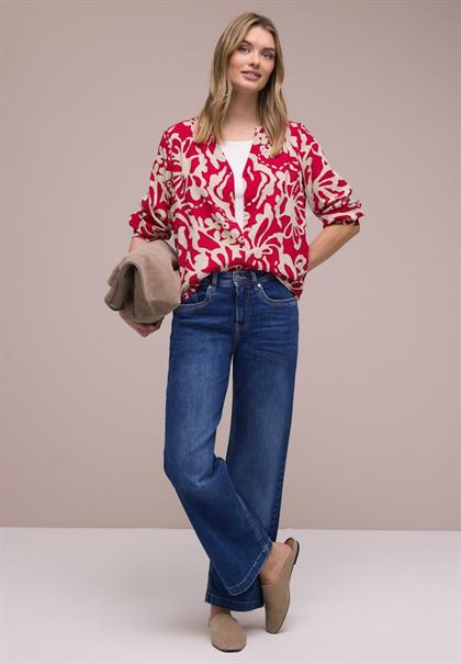 3/4-Arm Bluse mit Tapedetails salsa red