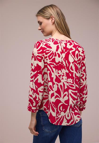 3/4-Arm Bluse mit Tapedetails salsa red