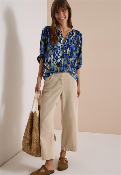 3/4-Arm Bluse mit Turn-Up und Print urban dark blue