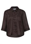 3/4-Arm Hemdbluse aus Leinen espresso brown