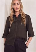 3/4-Arm Hemdbluse aus Leinen espresso brown