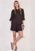 3/4-Arm Hemdbluse aus Leinen espresso brown