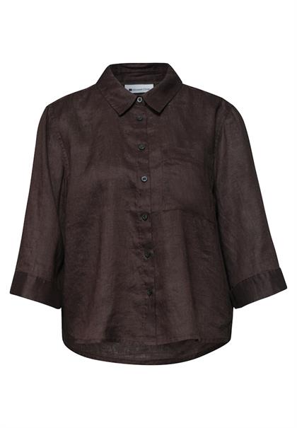 3/4-Arm Hemdbluse aus Leinen espresso brown