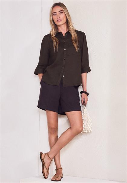 3/4-Arm Hemdbluse aus Leinen espresso brown
