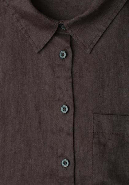 3/4-Arm Hemdbluse aus Leinen espresso brown