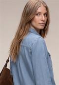 3/4-Arm Hemdbluse im Denim-Look light blue soft wash
