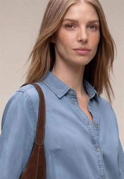 3/4-Arm Hemdbluse im Denim-Look light blue soft wash