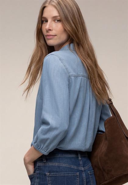 3/4-Arm Hemdbluse im Denim-Look light blue soft wash