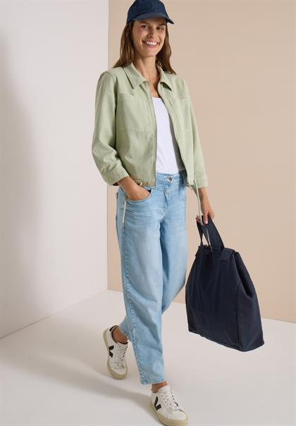 3/4-Arm Jacke mit Brusttaschen und Zipper raw matcha lime