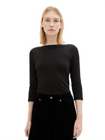 3/4 Arm Shirt mit Bio-Baumwolle deep black