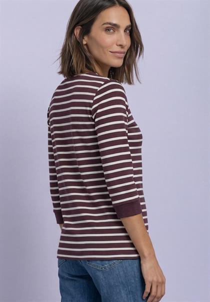 3/4-Arm Shirt mit Boat Neck und Streifen rustic rouge