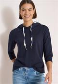 3/4-Arm Shirt mit Kapuze und Printdetails urban dark blue