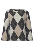 3/4-Arm Shirt mit Rundhals und Argylemuster armor grey
