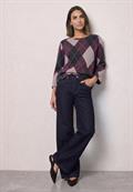 3/4-Arm Shirt mit Rundhals und Argylemuster berry plum