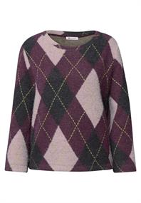 3/4-Arm Shirt mit Rundhals und Argylemuster berry plum
