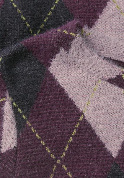3/4-Arm Shirt mit Rundhals und Argylemuster berry plum